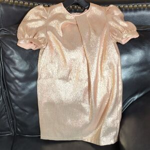 REISS little Girls 5/6/7 Shimmering Pink Party Dress with Puff Sleeves